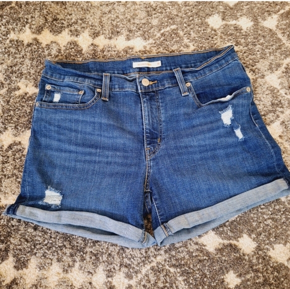 /Levi's 31 Mid Length Essential Denim Blue Jean Shorts SZ 31 - Picture 1 of 8